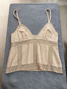 Cream Lace Trim Cami Top