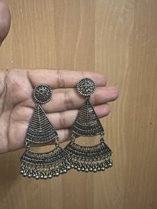 jaipur Oxidized Silver Dangle Earrings