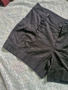 Chic Black Button Detail Shorts