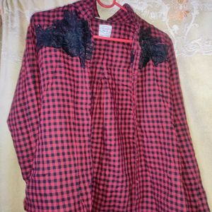 Lee Cooper Red & Black Checkered Shirt with Lace