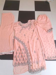 Peach Embellished Salwar Kameez Pants