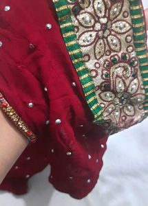 Embroidered Maroon Sari