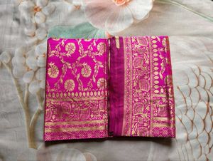 Stunning Pink Banarasi Silk Saree