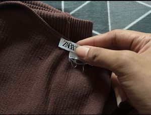 ZARA Brown Ribbed Long Sleeve Top