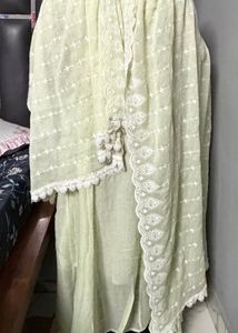 Elegant pista color Chikankari Gown XL size