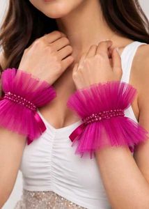 pink net Hand gloves