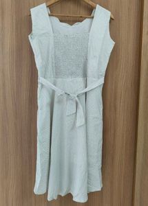 ✨👗 Elegant White Polka Dot Scalloped Dress