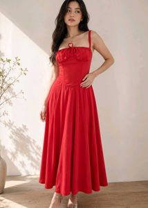 Stunning Red Fit & Flare Midi Dress