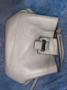 Grey Leather Bucket Bag