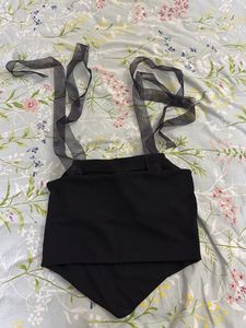 Black Corset Ribbon Tie Shoulders
