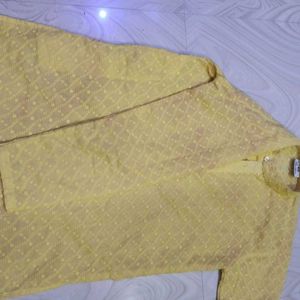 Yellow Embroidered Kurta