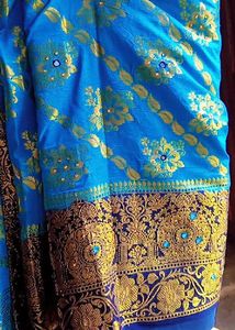 blue banarasi saree with blouse