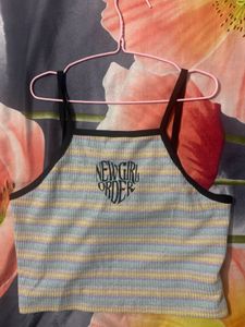 Striped Ribbed Cami Crop Top