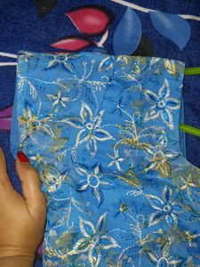 Blue Embroidered Kurtti