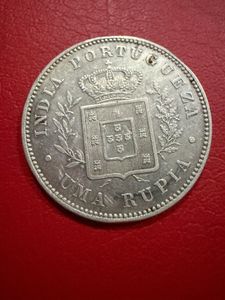 one Uma rupee silver 1882 Portuguese India