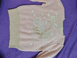 Pink Floral Knit Sweater