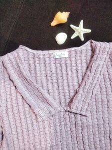 Cute Textured Knit CropTop💜