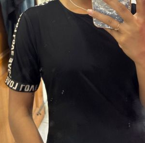 Black T-Shirt with Logo Detail