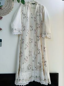 Off white pakistani front openA-line Suit pant set
