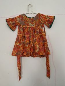Orange Floral Tiered Dress