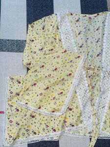 Yellow Floral Kimono Style Top