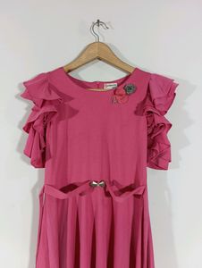 Pink Plain Casual Dress (Girls)