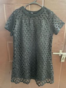 Chic Black Eyelet Mini Dress