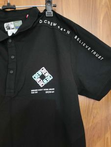 Men's Black Graphic Polo T-Shirt