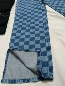H&amp;M Checkerboard Slit Jeans
