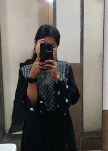 Elegant Black Kurta with Silver Embellishments