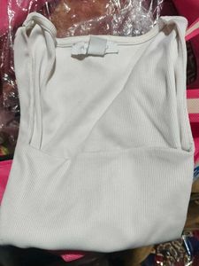 Cream Square Neck Ribbed Crop Top