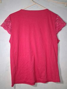 Pink Lace Sleeve Top