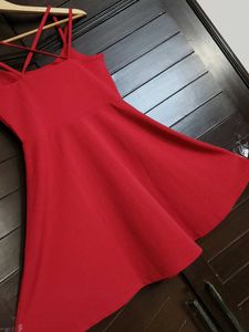 Ginger Red Fit &amp; Flare Cross back strap Mini Dress