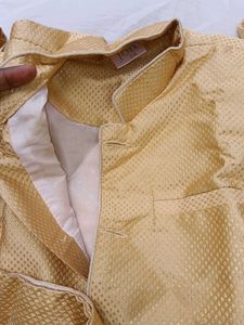 Golden Brocade Kurta Pajama Set