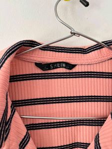 Striped Cropped Polo Top