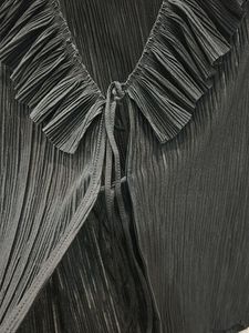 Zara Black Pleated Top with Ruffle Neckline
