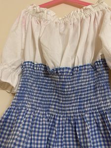 Off-Shoulder Smocked Gingham Top