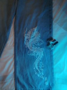 Dragon Print Distressed Baggy Jeans