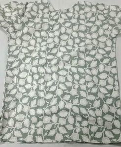 Grey Floral Embroidered Short Kurta