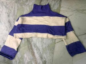Striped Cropped Turtleneck Sweater