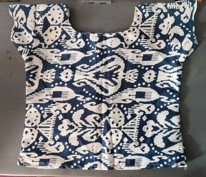 Blue &amp; White Printed Cotton Blouse