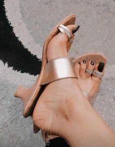 Rose Gold Metallic Slide Sandals