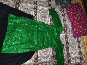 Sparkling Green &amp; Black Lehenga Set