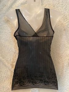 Sheer Black Cami with Lace Detail