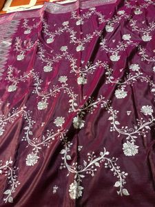 Banarsi Satin Silk With Embroidery Work Saree