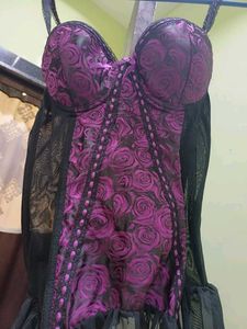 Sheer Rose Print Corset Lingerie