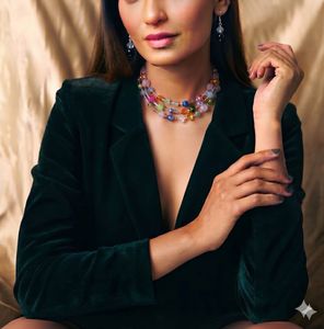 Multi-Color Beaded Necklace &amp; Earrings Set