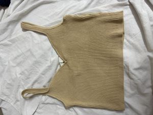 ORIGINAL H&amp;M Beige Ribbed V-Neck Crop Top