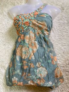 Y2K Boho Floral One-Shoulder tops