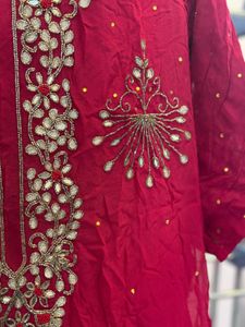 Maroon Embroidered Palazzo